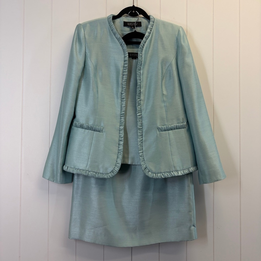 Kasper Formal Retro 3pc Skirt Suit Women Size 8 Mother of the Bride Wedding Chic